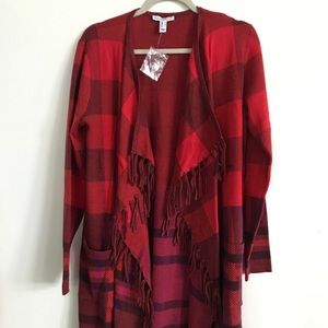Isaac Mizrahi Open Front Knee Length Sweater Jacket